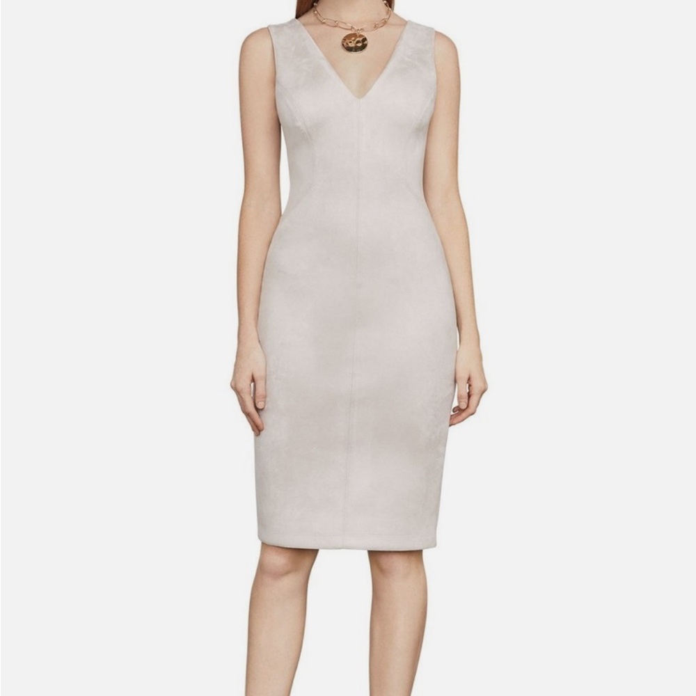 BCBG Light Grey Suede Midi Dress / Size: XXS